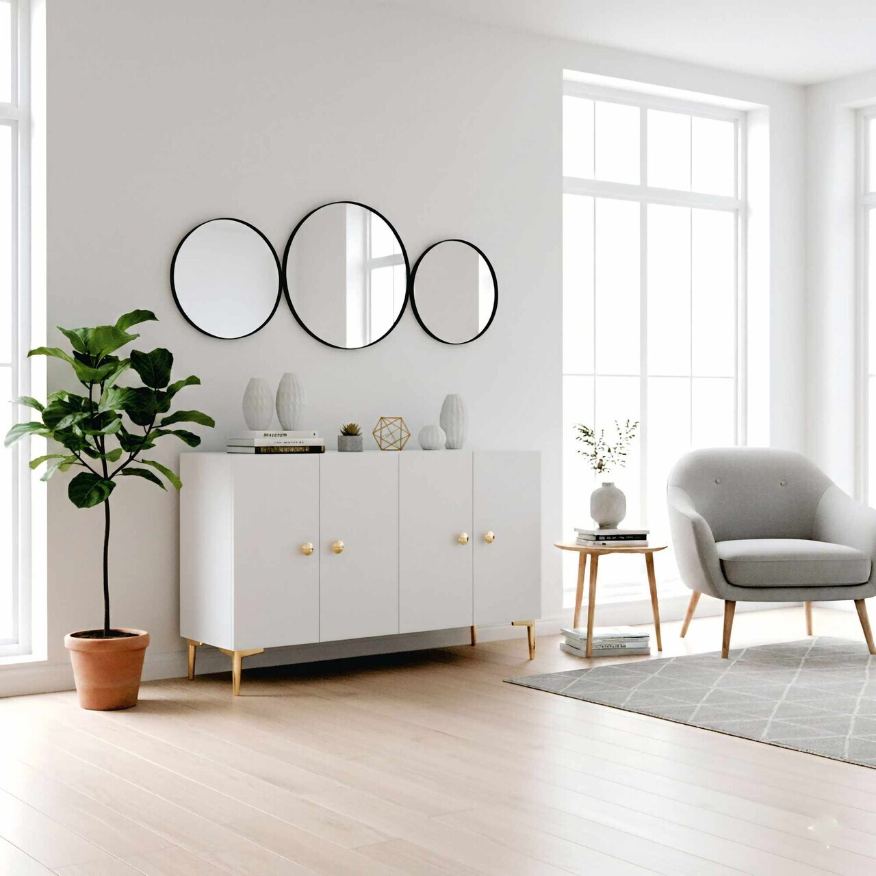 Consola, Hanah Home, Squarel 120, 120x75x32 cm, Alb — imaginea 3