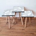 Set masute 3 piese, Leona, 3SHP175,  / Albastru deschis / Gri / Alb