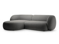 Coltar stanga 3 locuri, Kate, Micadoni, 285x176x76 cm, catifea, gri inchis