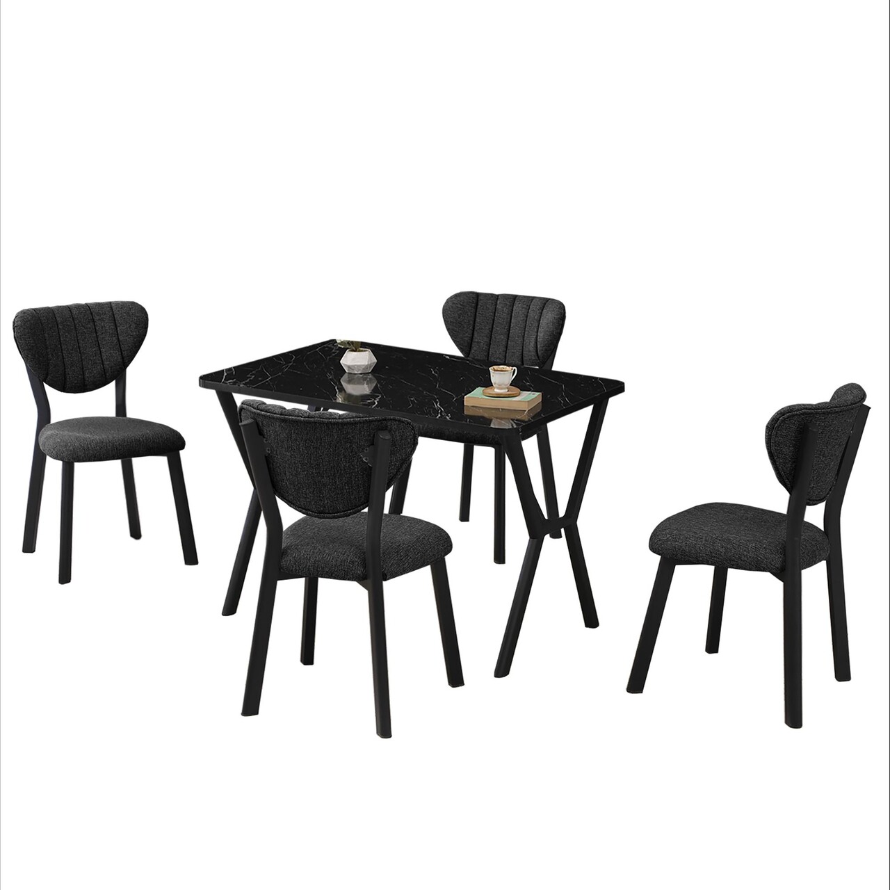 Set masa extensibila si scaune, Hanah Home, Elma, Antracit / Negru - view 4