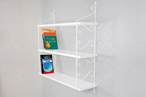 Raft pentru perete armoni, decormet, 3 nivele, 72x20x80 cm, alb