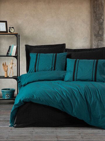 Lenjerie de pat pentru o persoana single xxl (de), bitter - petrol blue, cotton box, bumbac ranforce