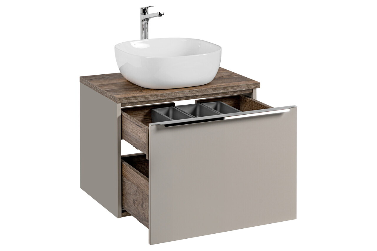 Set mobiler baie, dulap cu lavoar, 60 cm, Santa Fe Taupe, Comad, MDF/PAL laminat, gri/stejar santa fe vintage — imaginea 8