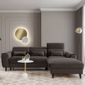 Coltar extensibil dreapta 4 locuri ELTAP, Foble, 267x196x100 cm, lemn/poliester, maro inchis