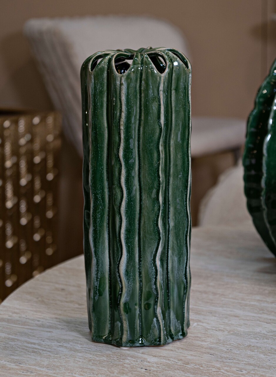 Vaza decorativa Tall Cactus, Mauro Ferretti, 12x31.5 cm, ceramica, verde - 2 | YEO