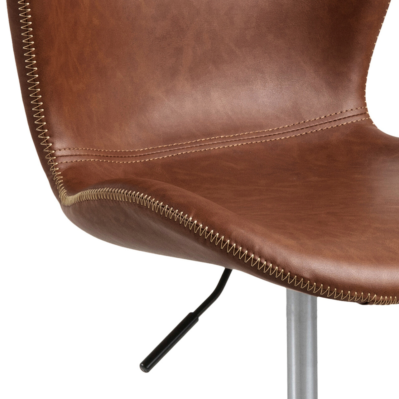 Scaun de birou Batilda -A1, Actona, 55x54x87 cm, rotativ, piele ecologica/otel, brandy - view 3