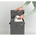 Cos de rufe stivuibil, Brabantia, Linn, 35 L, 37x32x44.5 cm, textil, negru piper