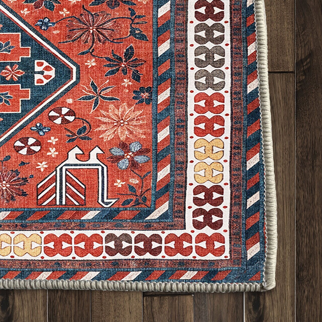 Covor, Kece-Fr85, 100x300 cm, Rosu — imaginea 5
