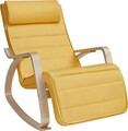 Scaun balansoar reglabil in 5 pozitii, Songmics, 67x121.5x84 cm, max 150 kg, lemn de mesteacan/policoton, galben pastel/natural