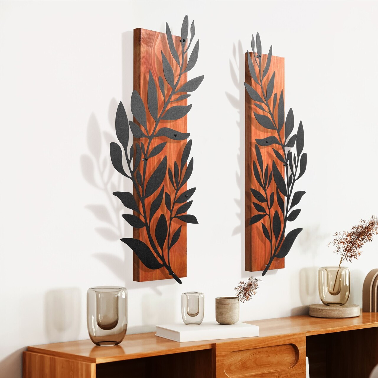 Decoratiune de perete, Olivia, Cadru: Lemn (Grosime: 2 cm), Roșu/Negru — imaginea 5