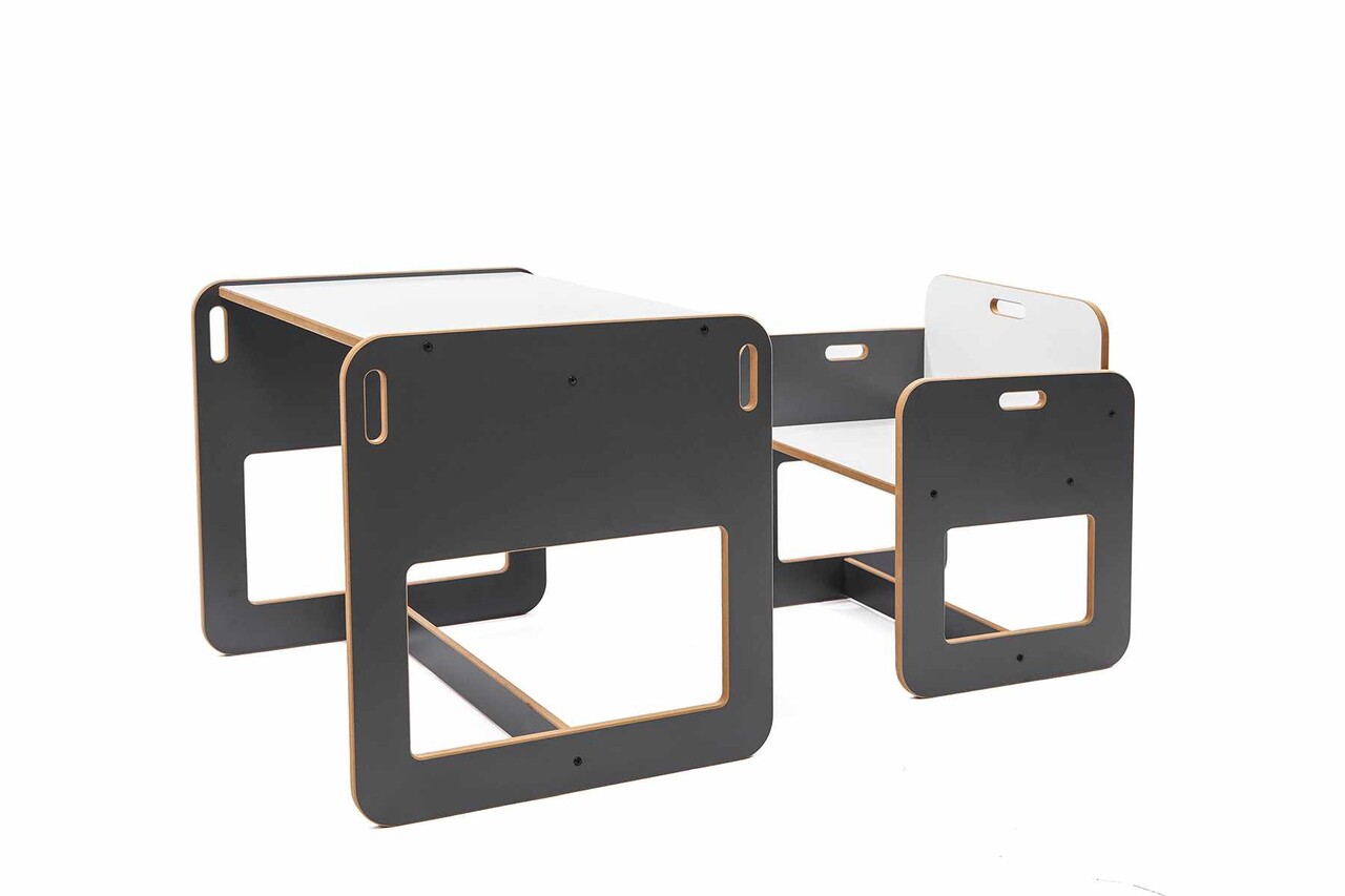 Set masa si scaun pentru copii, Hanah Home, Dove, Antracit/Alb - view 4
