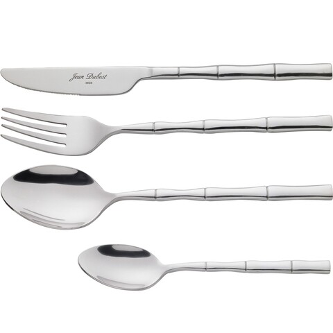 Set tacamuri 24 piese New Bamboo, Jean Dubost, inox, argintiu