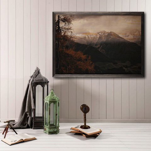 Tablou decorativ, Mountain XL, Lemn, Lemn, Multicolor Bystag