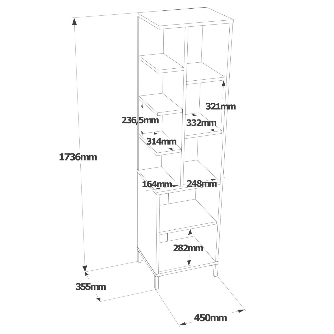 Dulap multifunctional, Hanah Home, Vı1-W, 45x173.6x35.5 cm, Alb - imagine 8