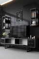 Comoda TV, Bexley, Black Line, 180x30x48 cm, PAL, Antracit / Negru