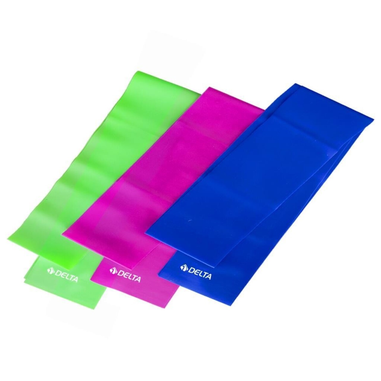 Set 3 benzi elastice 267DLT1240 Mix Tensions, Delta, 120x7.5 cm, latex, albastru/roz/verde