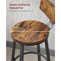 Set 2 scaune de bar, Vasagle, Industrial, 50.6x88.5 cm, PAL/otel, maro
