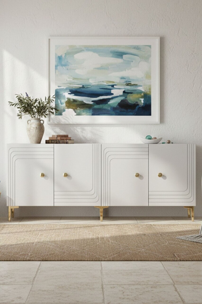 Consola, Hanah Home, Lessi 180, 180x75x32 cm, Alb — imaginea 2
