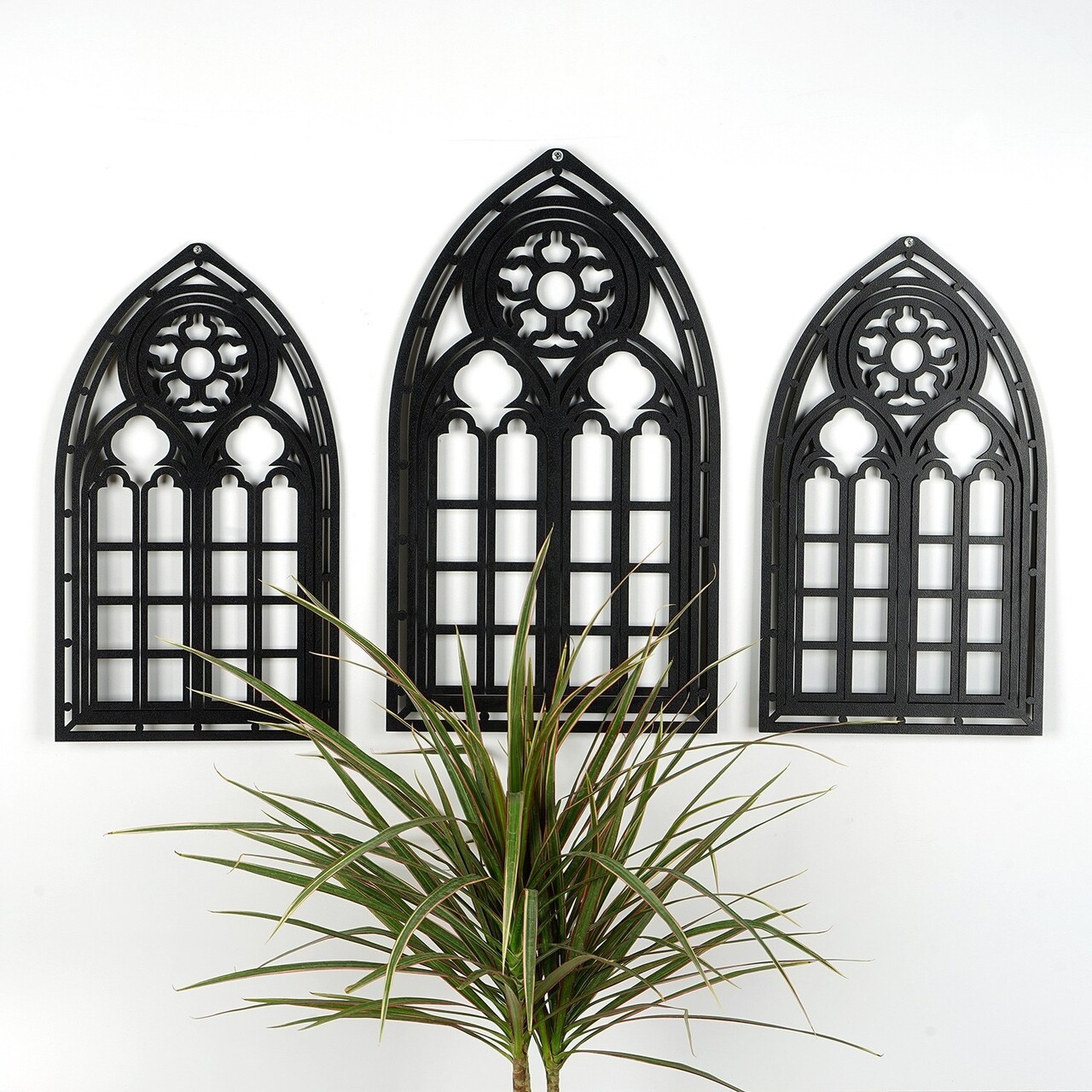 Decoratiune de perete, CRY020, Dimensiune: 26 x 15 cm (2 bucăți), Negru - view 2