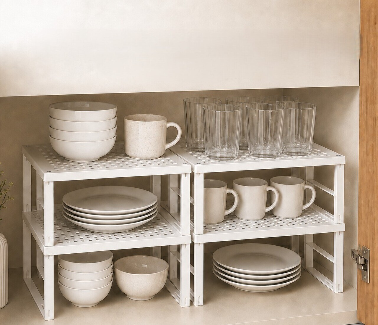 Organizator pentru frigider, Hermia, 734LRN1123, Dimensiuni: 31,5 x 27,5 x 15,5 cm (6 bucăți), Alb