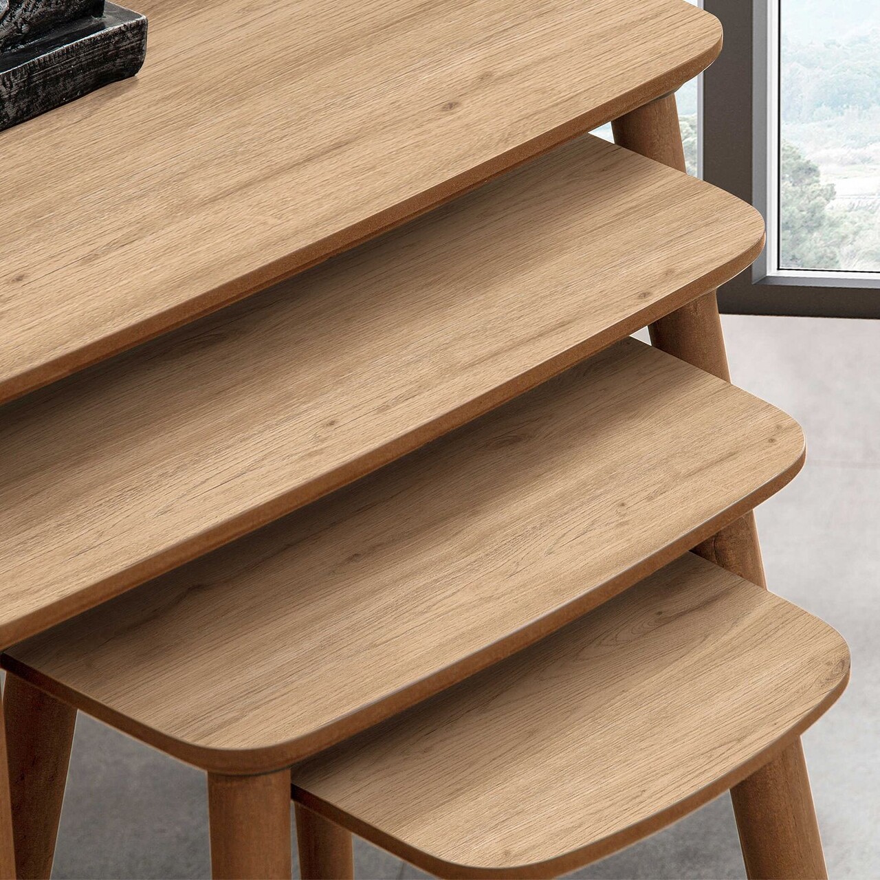 Set masute Nesting 4 piese, Hanah Home, Luci, Stejar - imagine 4
