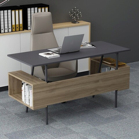 Birou, Lagomood, Irony Maxi, 140×73.8×60 cm, Antracit / Stejar Lagomood