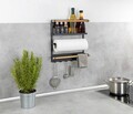 Organizator bucatarie, Wenko, Magna, 33 x 8 x 34 cm, metal/bambus, natur/negru