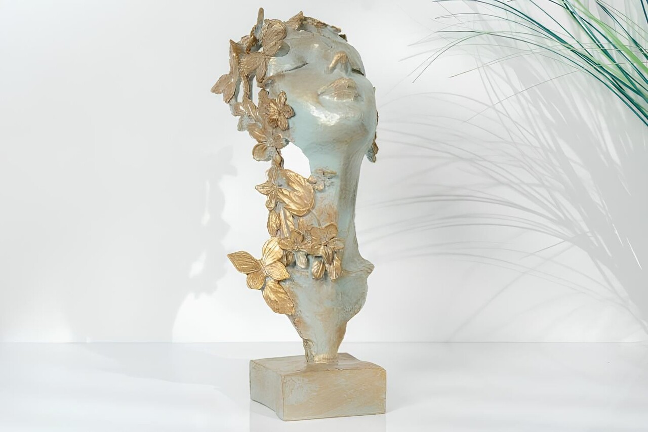 Decoratiune, CY0447, 12x30x12 cm, Poliester, Verde Mentă / Auriu - view 2