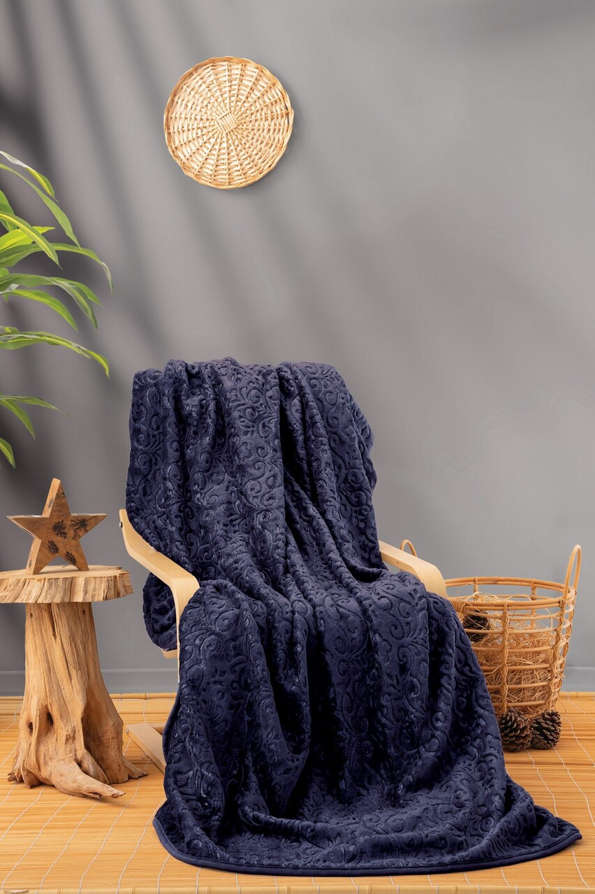 Patura Double, Emboss - Dark Blue, Cotton Box, Poliester
