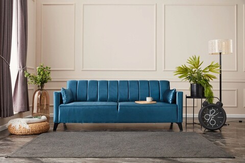 Canapea extensibila cu 3 locuri, balcab home, 825blc2752, lemn de fag, turcoaz