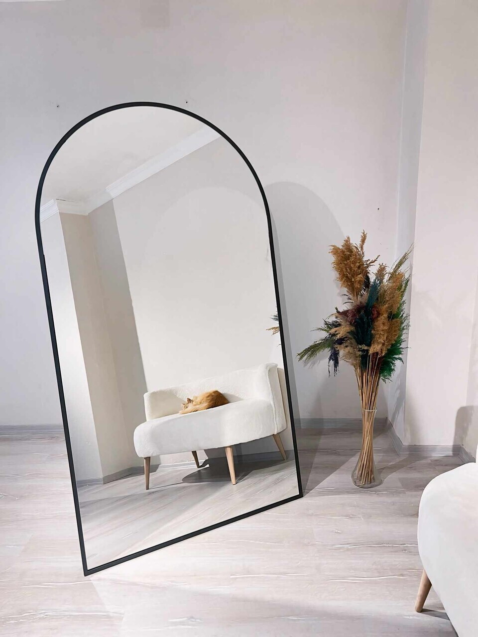 Oglinda Cheval, Hanah Home, Oval 100x180, 100x180x1.5 cm, Negru