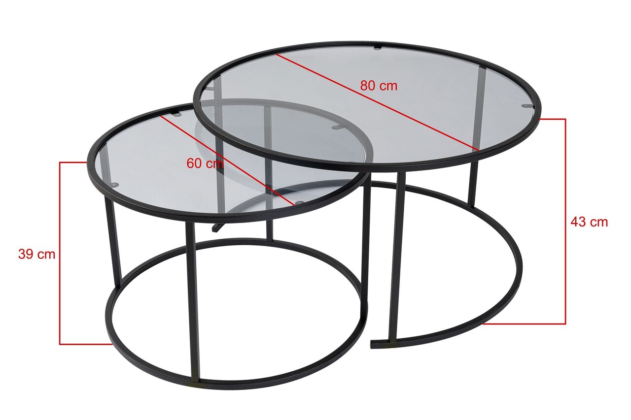 Set masute de cafea, Hanah Home, Black-Grey-80-60, Negru - imagine 7