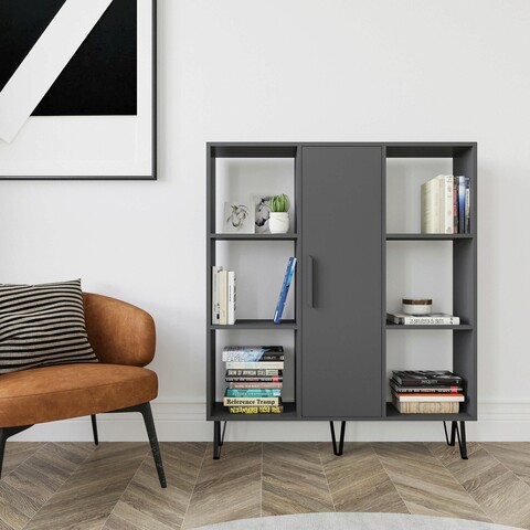 Corp biblioteca, zena home, peoria, 120x123.6x25 cm, pal, antracit