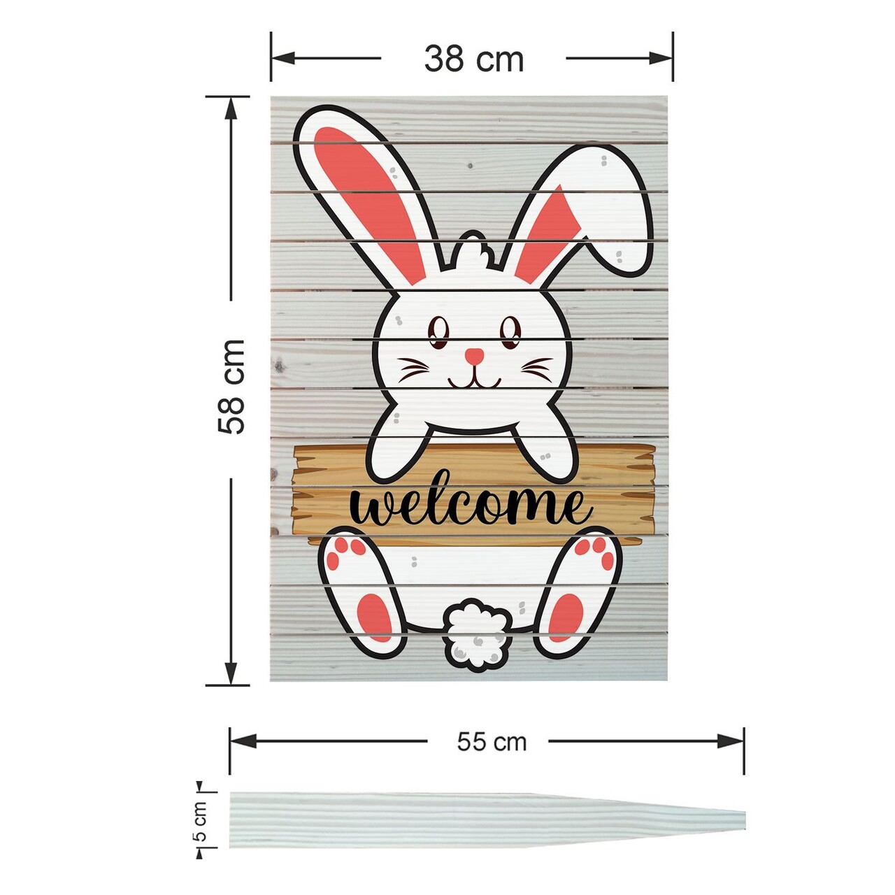 Semn de curte, White Rabbit, 38x58 cm, Multicolor - imagine 4