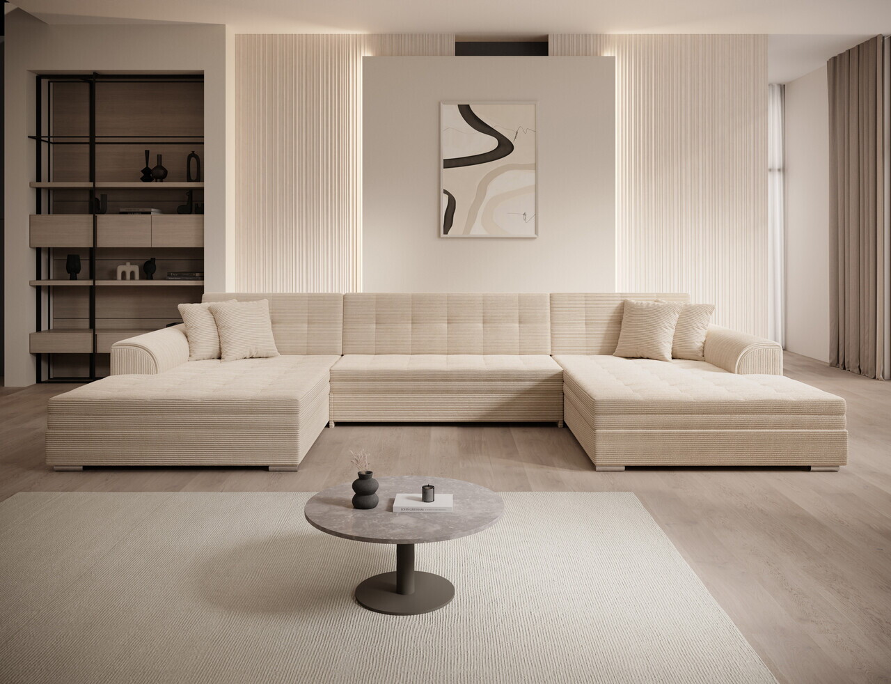 ELTAP Coltar extensibil 6 locuri Vento 359x165x78 cm lemn/poliester bej