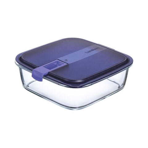 Caserola ermetica, Luminarc, Easy Box, 0.25 L, sticla, albastru/transparent