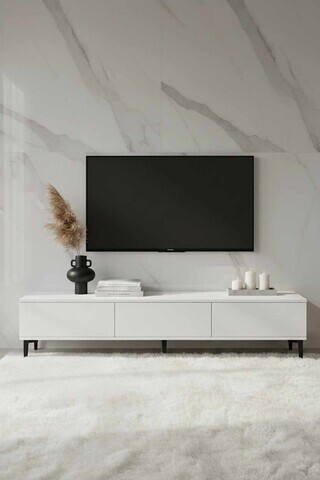 Comoda TV, Hanah Home, Didema 180, 180x40.5x30 cm, Alb