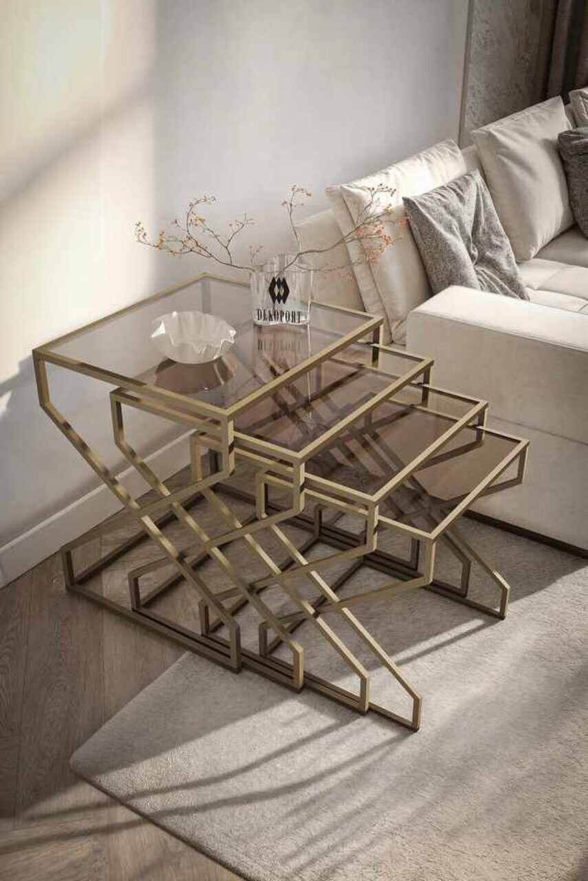Set masute Nesting 4 piese, Hanah Home, Ela, Antic / Bronz — imaginea 2