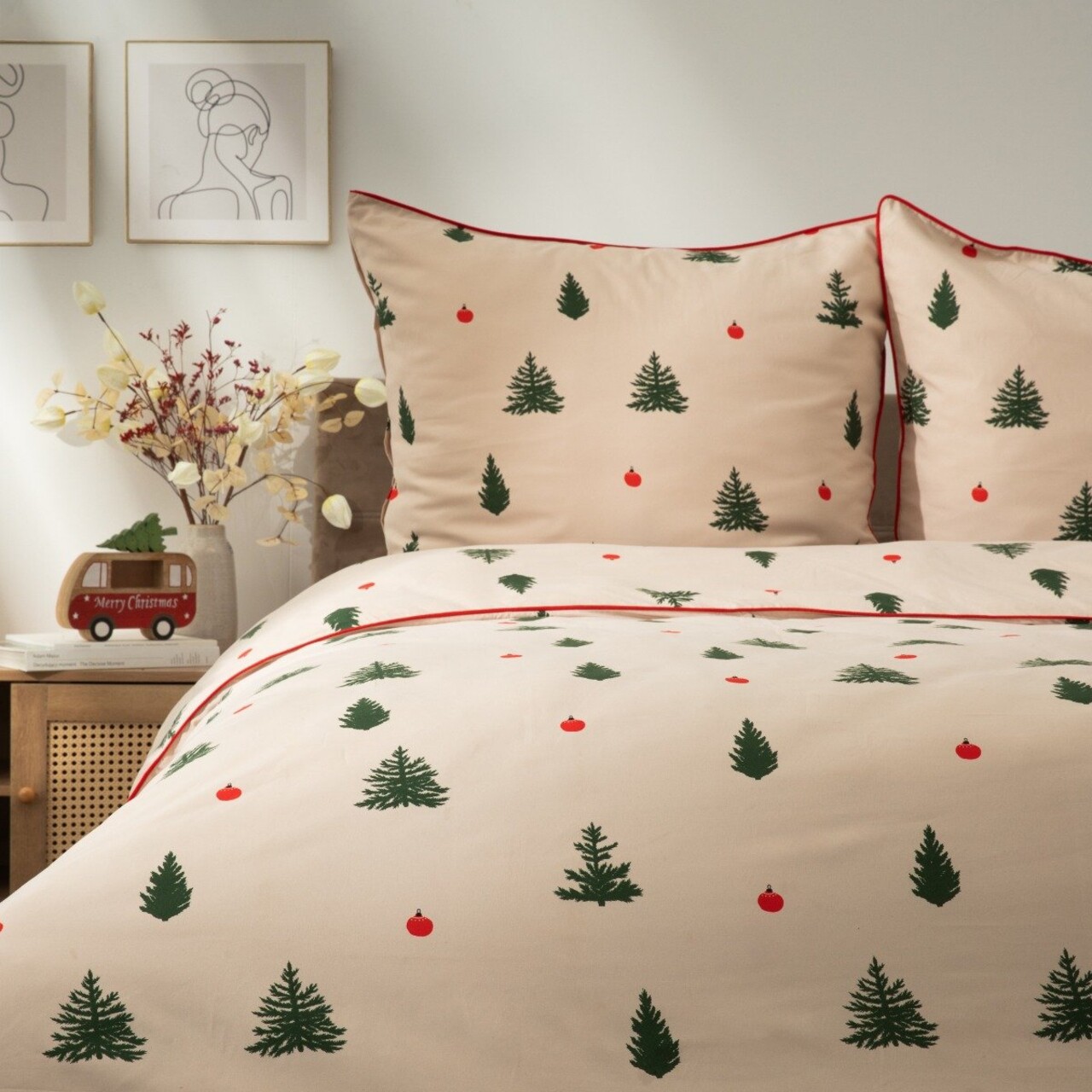 Lenjerie de pat pentru o persoana Wonky, Homla, 140x200 cm, 2 piese, microfibra din poliester, bej