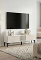 Comoda TV, Hanah Home, Didema 150, 150x40.5x30 cm, Alb / Travertin