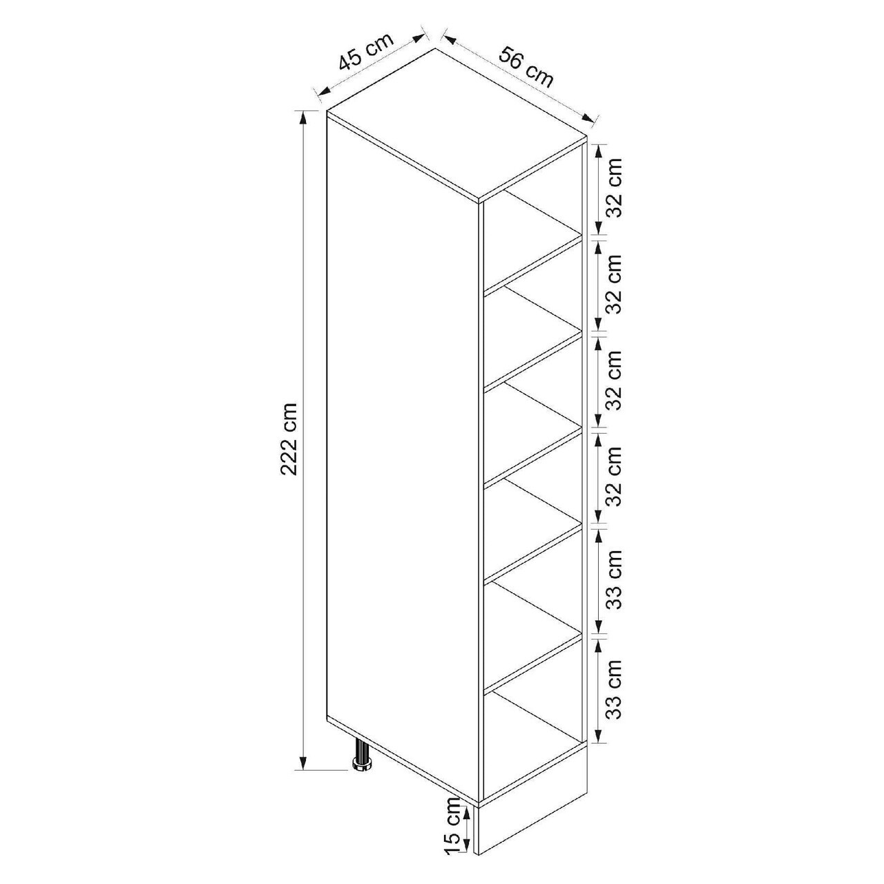Dulap pentru bucatarie, Hanah Home, Minar, 45x222x58 cm, Alb / Antracit — imaginea 8