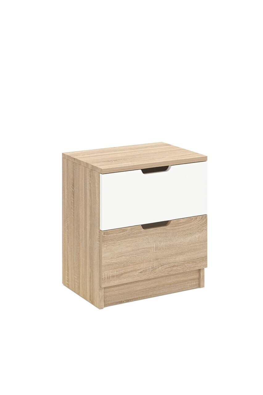 Noptiera, Hanah Home, Lento, 45x50x33 cm, PAL, Stejar Sonomo / Alb — imaginea 3