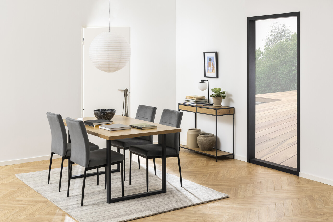 Scaun Demi, Actona, 45x55x90.5 cm, catifea/otel, gri inchis - view 8