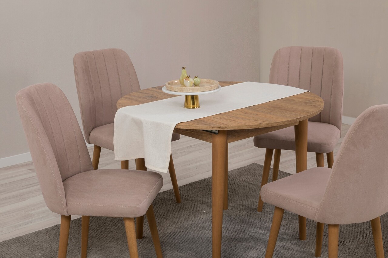 Set masa extensibila si scaune, Hanah Home, Vina 0900, Pin Atlantic / Piatră - imagine 3