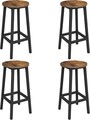 Set 4 scaune de bar, Vasagle, Industrial Design, 30x65 cm, max 150 kg, PAL/otel, maro