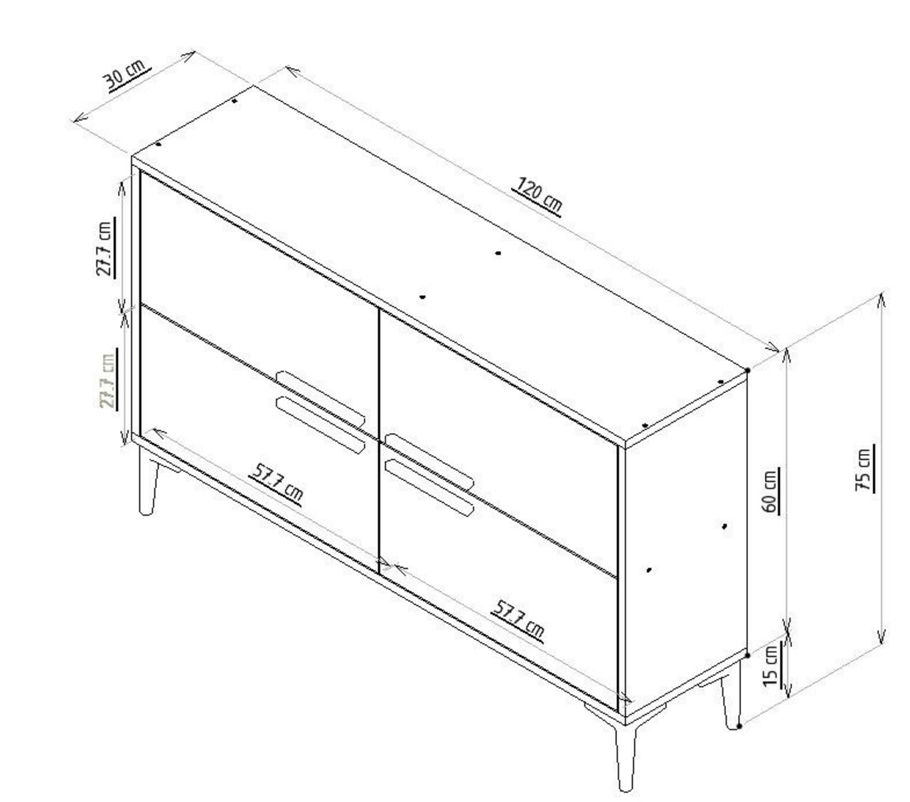Comoda TV, Odessa, Ctn, 120x75x30 cm, PAL, Maro