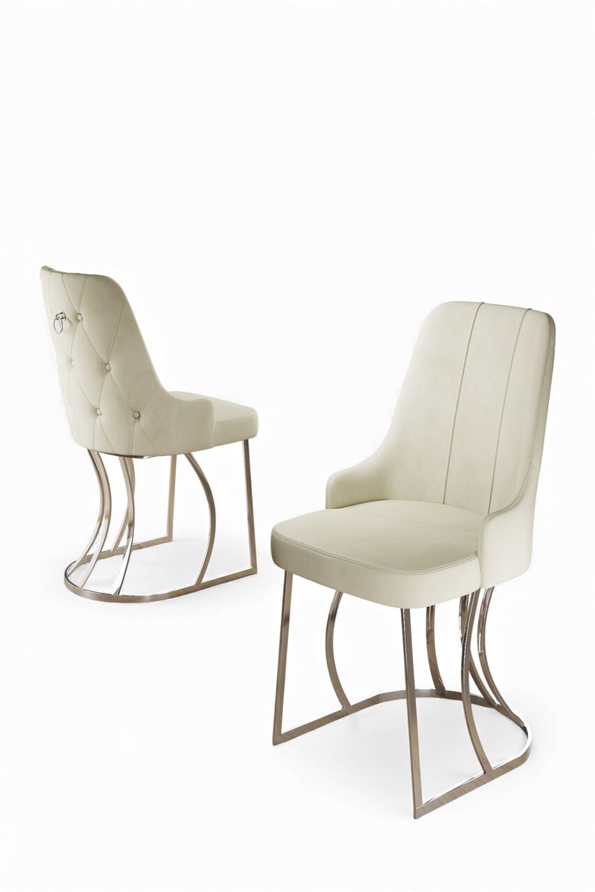 Set scaune 6 piese, Hanah Home, Puva, Crem / Crom - view 2