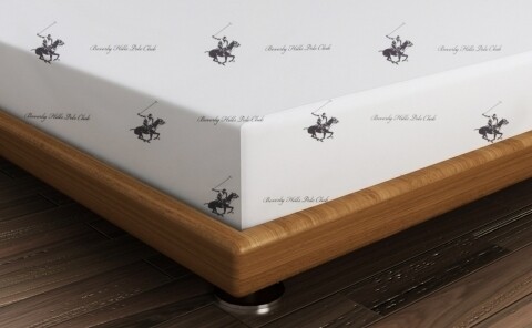 Cearceaf de pat dublu BHPC 004 - Lilac, 240x260 cm, 100% bumbac ranforce, Beverly Hills Polo Club, alb/lila