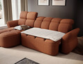 Coltar extensibil stanga 3 locuri ELTAP, Beneth, 301x185x115 cm, lemn/poliester, caramiziu