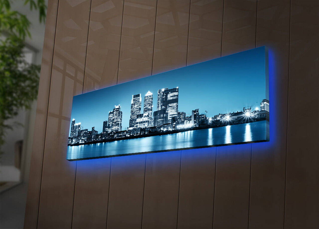 Tablou decorativ cu lumina LED, 3090DACT-4, PÂNZĂ DIN PIELE ÎNTOARSĂ, 30 x 90 cm, Multicolor — imaginea 3